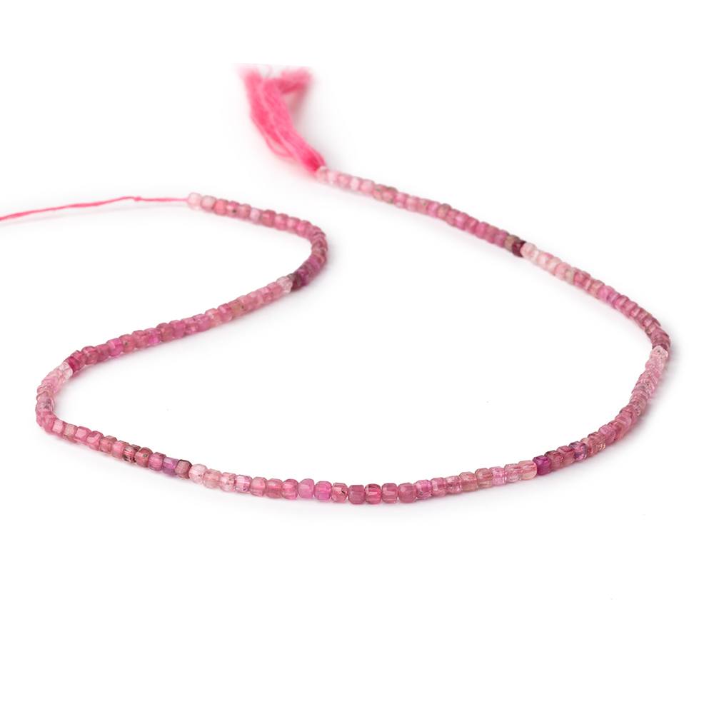 2.2mm Pink Tourmaline Micro Faceted Cube Beads 12.5 inch 140 pieces - Beadsofcambay.com