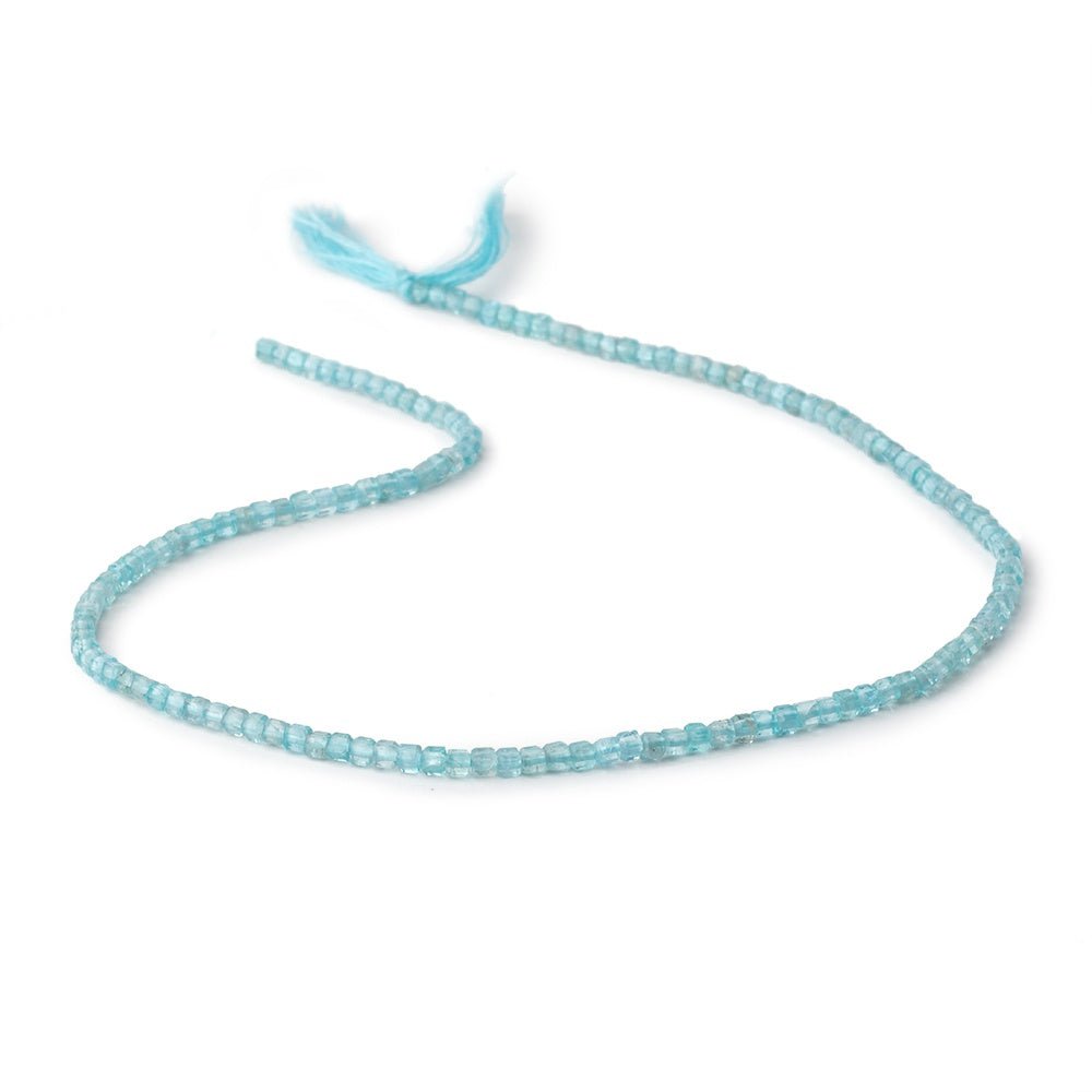 2.2mm Pool Blue Apatite Micro Faceted Cube Beads 12.5 inch 138 pieces - Beadsofcambay.com