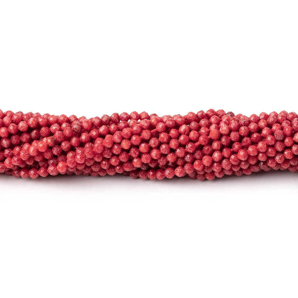 2.2mm Natural Red Coral Micro Faceted Round Beads 12.25 inch 148 pieces