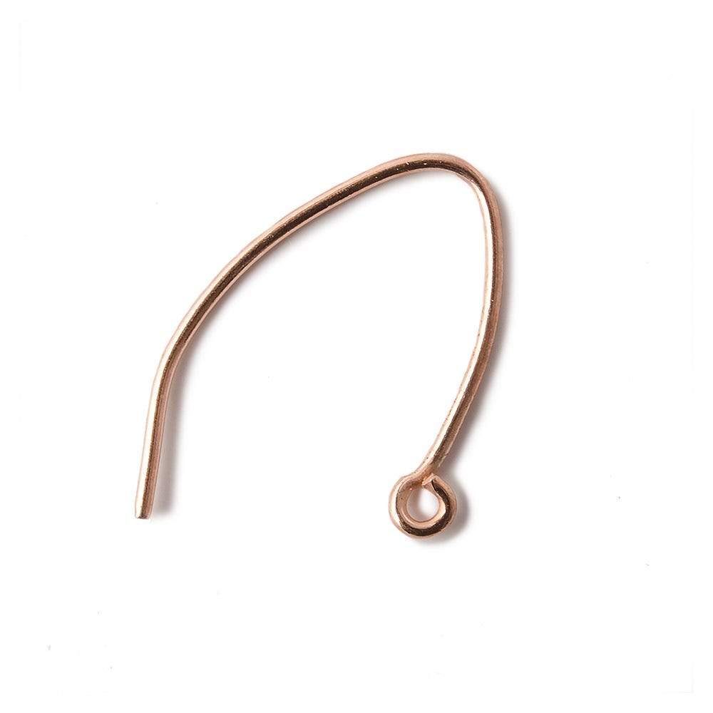 22mm Rose Gold plated Sterling Silver Bowed Earwire, 10 pieces - Beadsofcambay.com