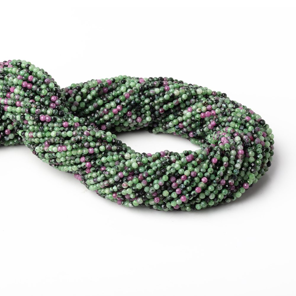 2.2mm Ruby in Zoisite Micro Faceted Round Beads 12.5 inch 150 pieces - Beadsofcambay.com