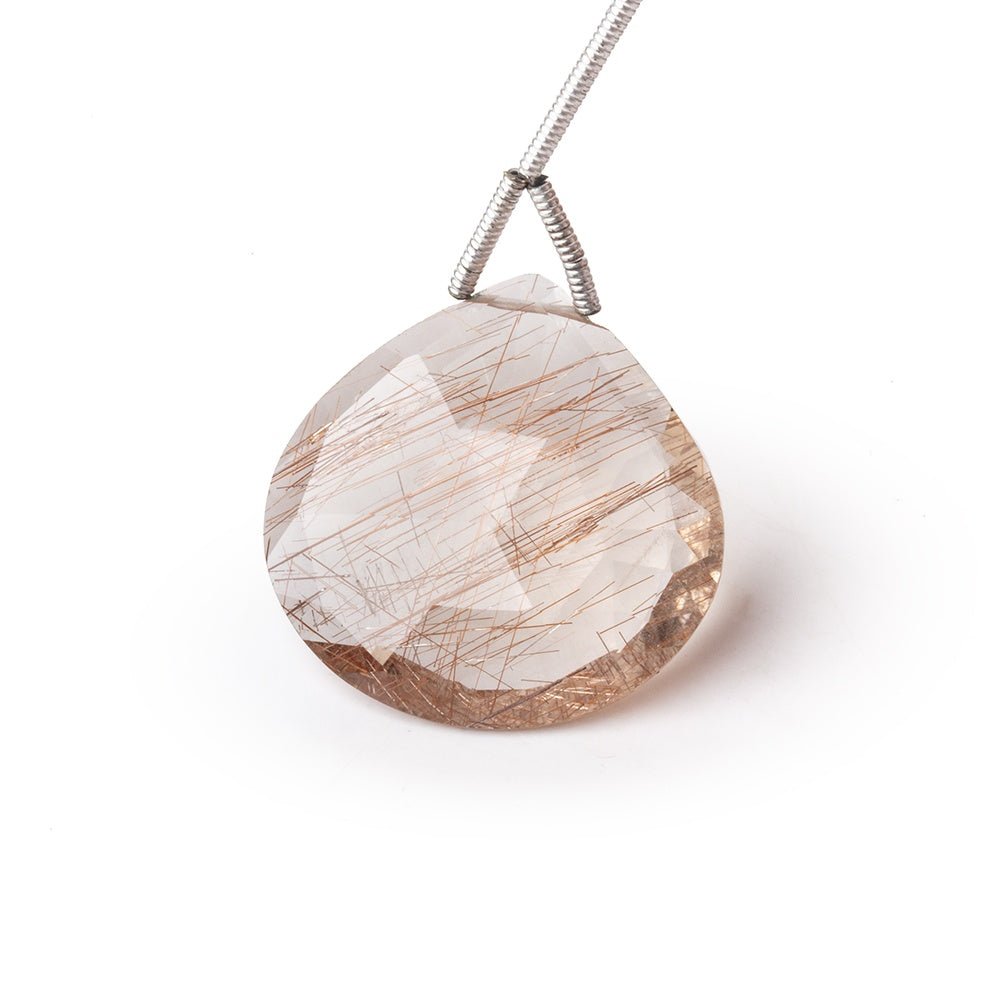 22mm Rutilated Quartz Faceted Heart Focal Bead 1 piece - Beadsofcambay.com