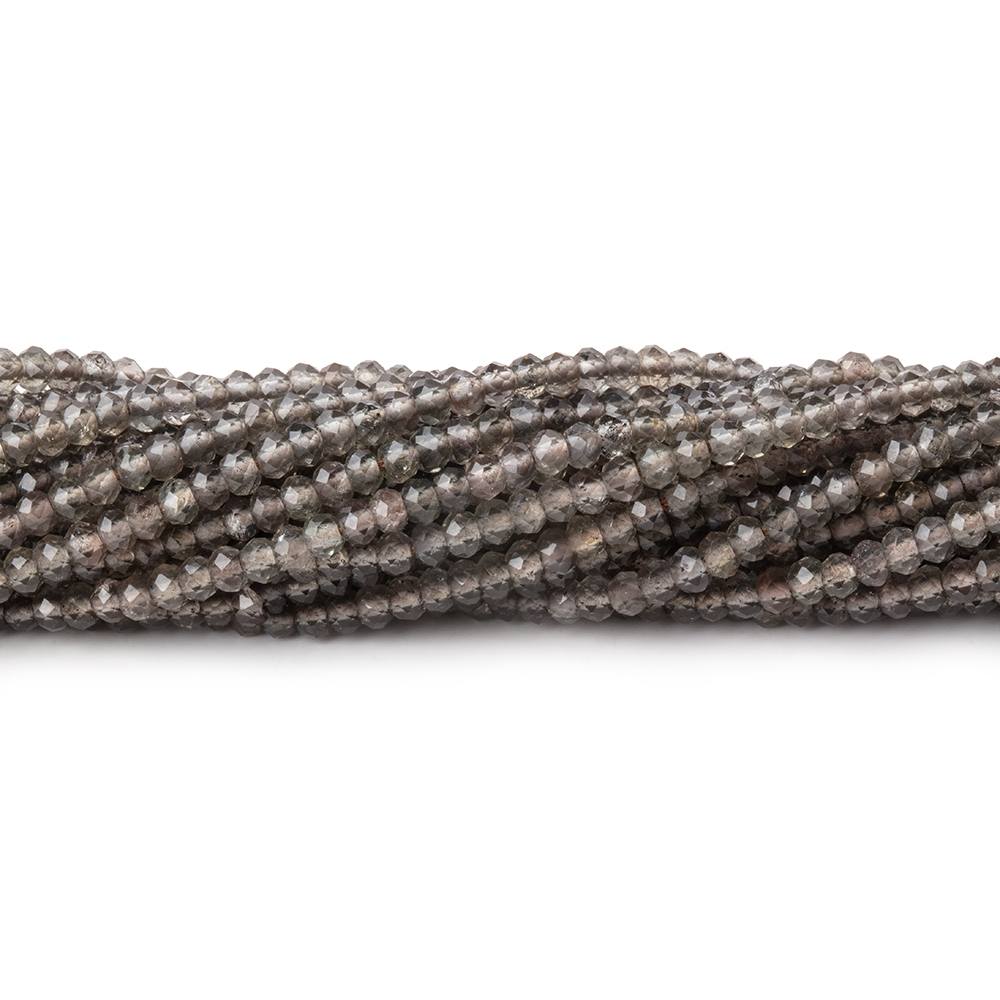 2.2mm Smoky Quartz Micro Faceted Rondelle Beads 13 inch 194 pieces - Beadsofcambay.com