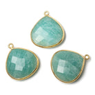 22mm Vermeil Amazonite faceted heart 1 ring Pendant 1 piece - Beadsofcambay.com