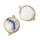 22mm Vermeil Bezeled Dendritic Opal opaque Coin Focal Bead Connector 1 pc - Beadsofcambay.com