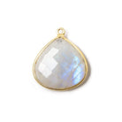 22mm Vermeil Bezeled Rainbow Moonstone faceted heart Pendant 1 piece - Beadsofcambay.com