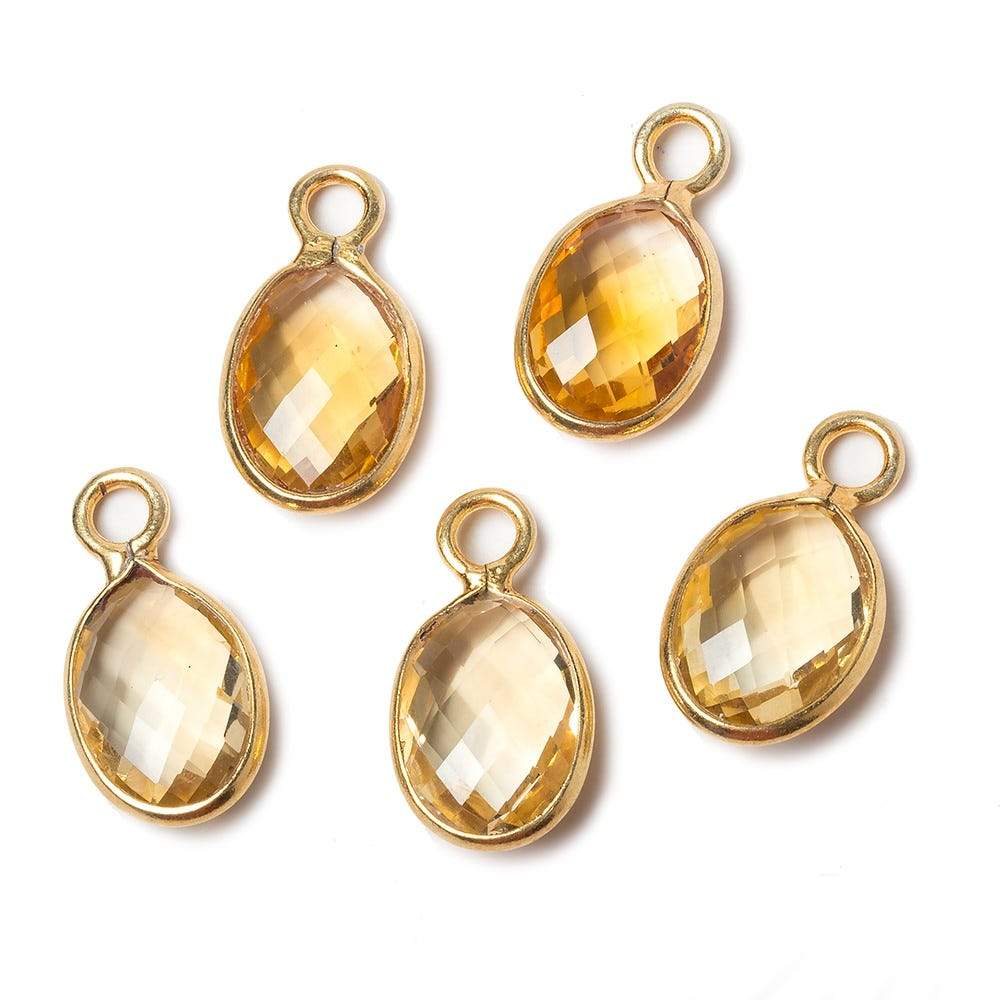 22x12mm Citrine Faceted Oval Vermeil Pendant - Beadsofcambay.com