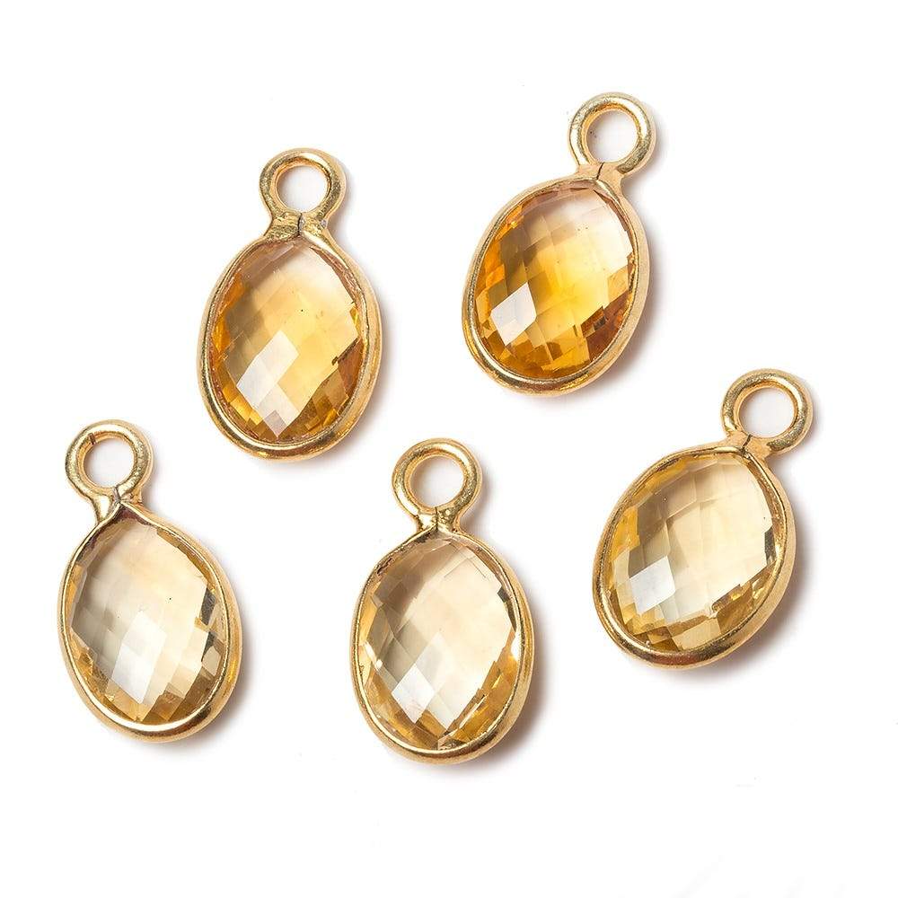 22x12mm Citrine Faceted Oval Vermeil Pendant - Beadsofcambay.com