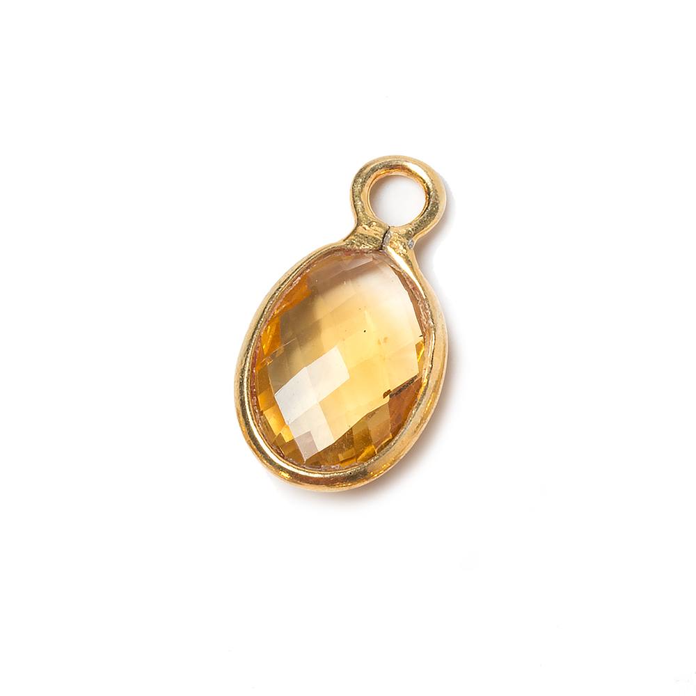 22x12mm Citrine Faceted Oval Vermeil Pendant - Beadsofcambay.com