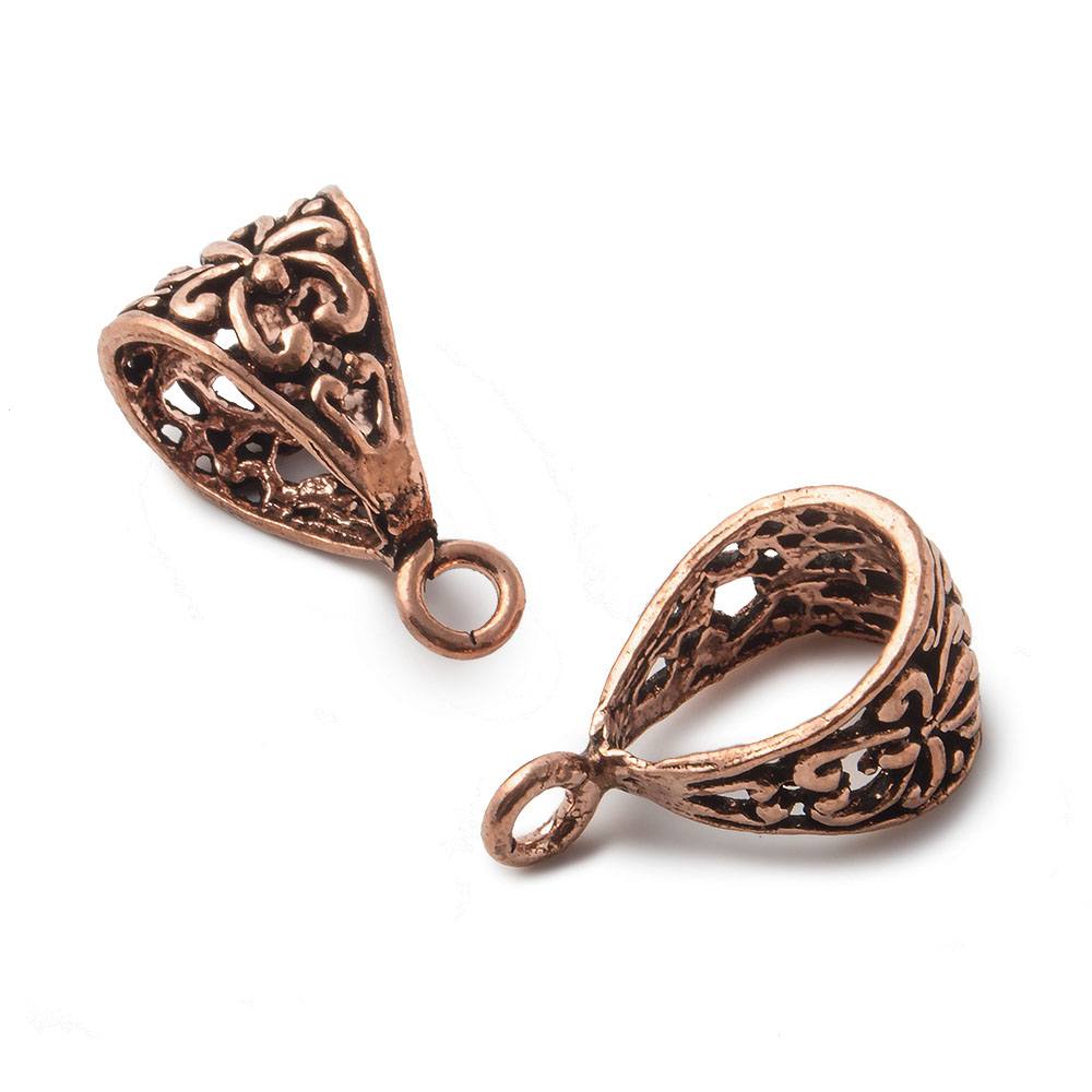 22x12mm Lotus Antiqued Copper Bail Finding Set of 2 - Beadsofcambay.com