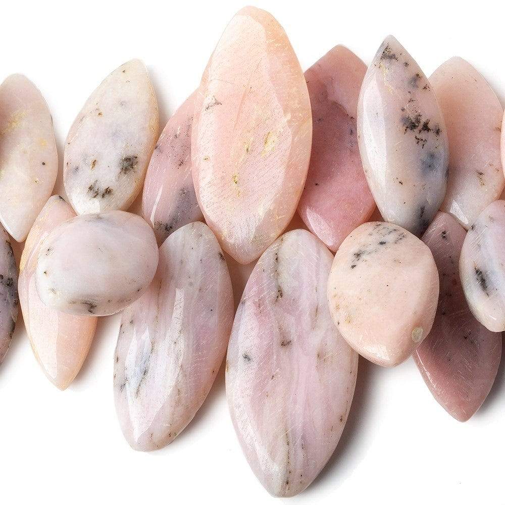 22x13-39x18mm Dendritic Pink Peruvian Opal Plain Marquise Beads 8.5 inch 38 pieces A - Beadsofcambay.com