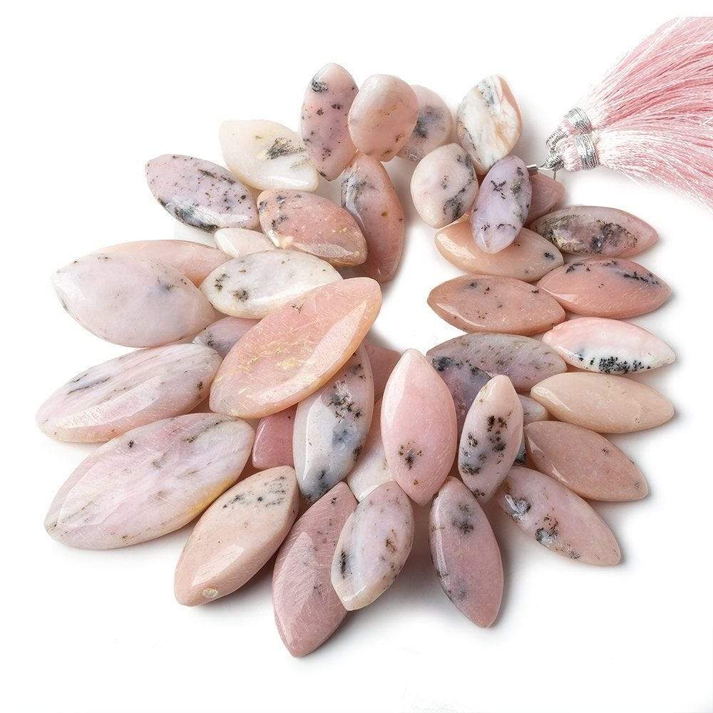 22x13-39x18mm Dendritic Pink Peruvian Opal Plain Marquise Beads 8.5 inch 38 pieces A - Beadsofcambay.com