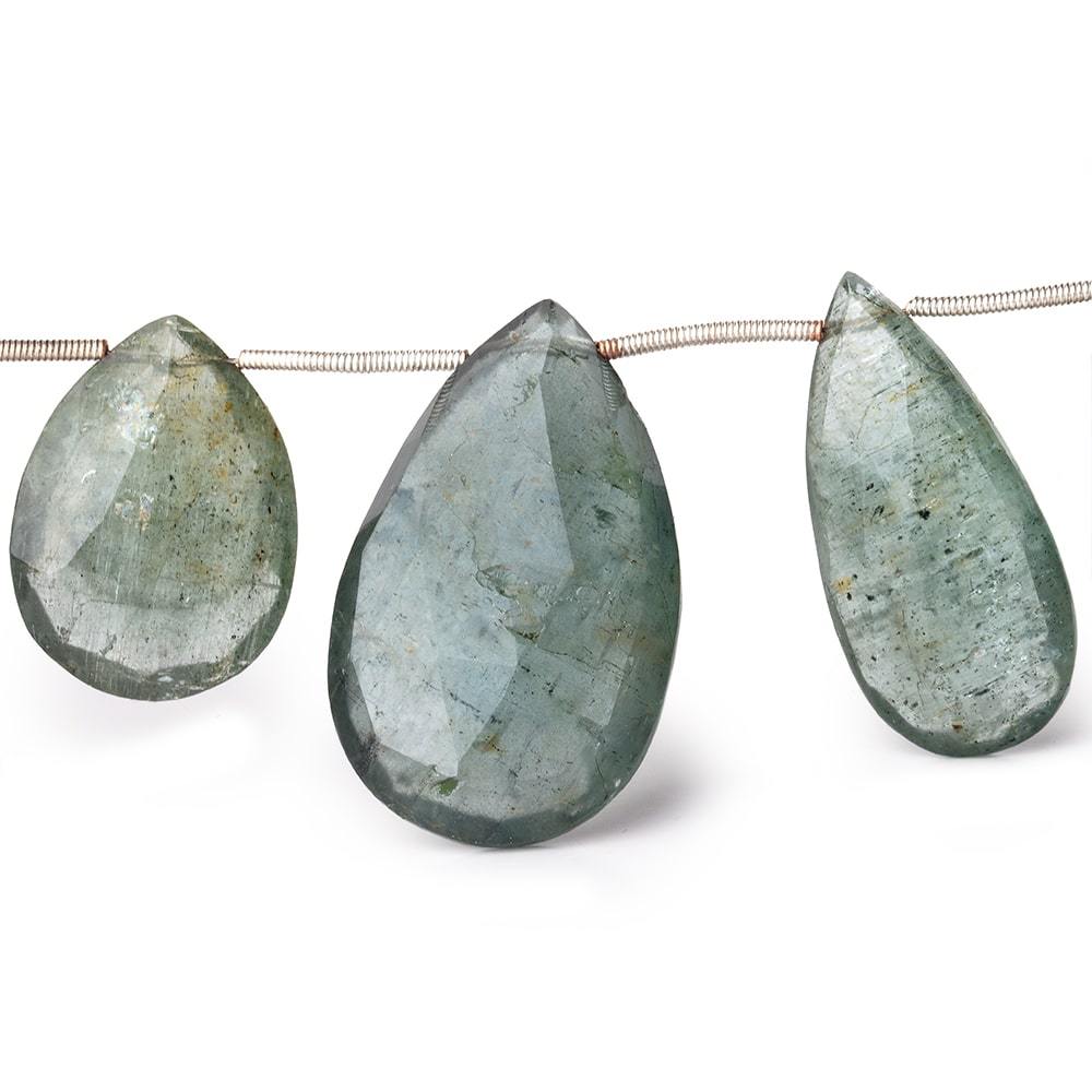 22x14-34x21mm Moss Aquamarine Faceted Pear Beads 8 inch 11 pieces - Beadsofcambay.com