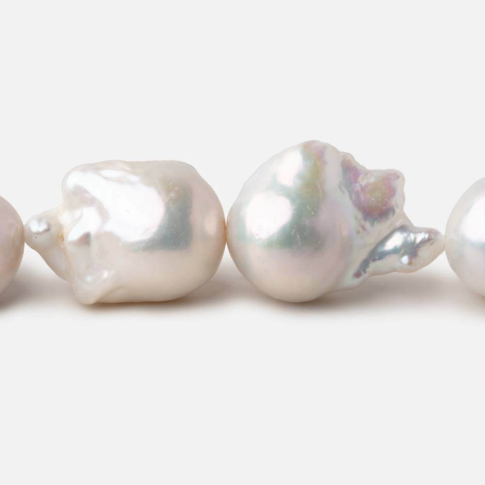 22x14.5-25x17mm Off White Ultra Baroque Freshwater Pearls 16 inch 17 pieces AAA - Beadsofcambay.com