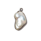 22x14mm Black Gold Bezeled Rose' White Keshi Pearl Pendant 1 piece - Beadsofcambay.com