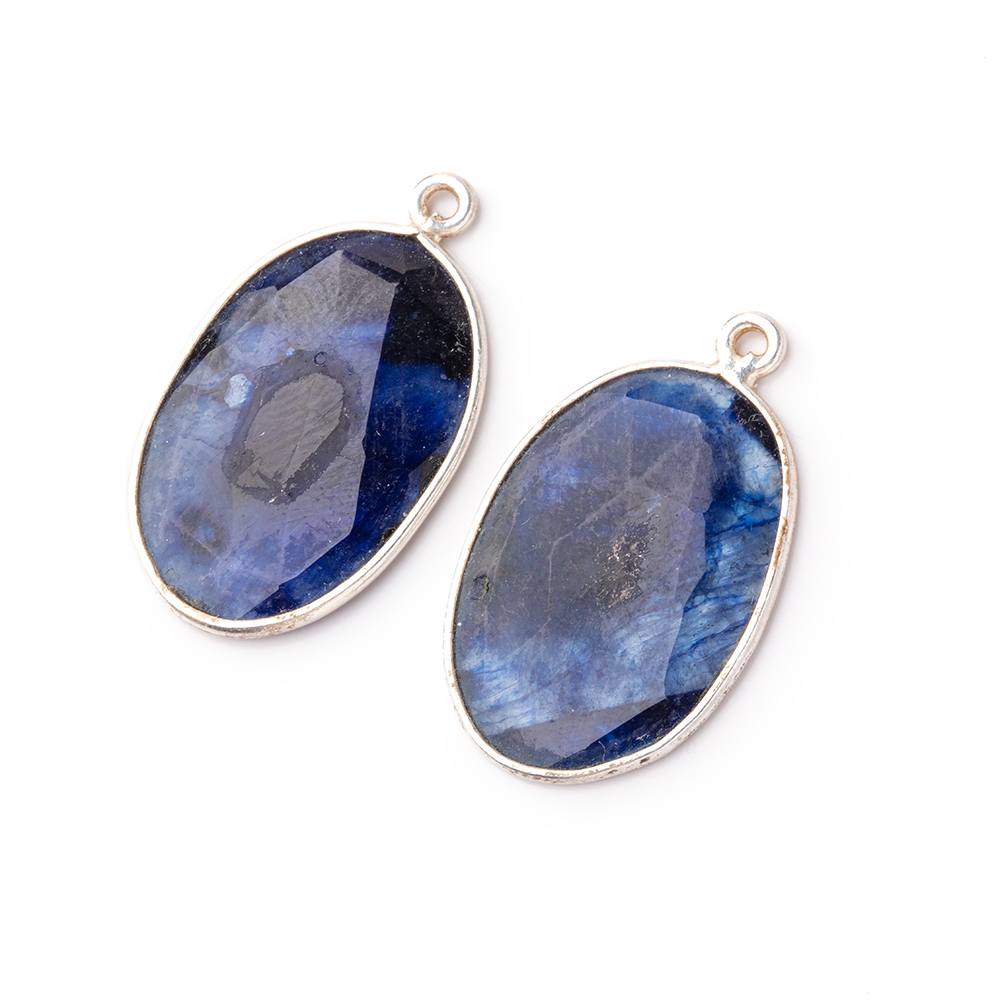 22x15mm .925 Silver Bezel Kyanite Faceted Freeform Set of 2 Pendants - Beadsofcambay.com
