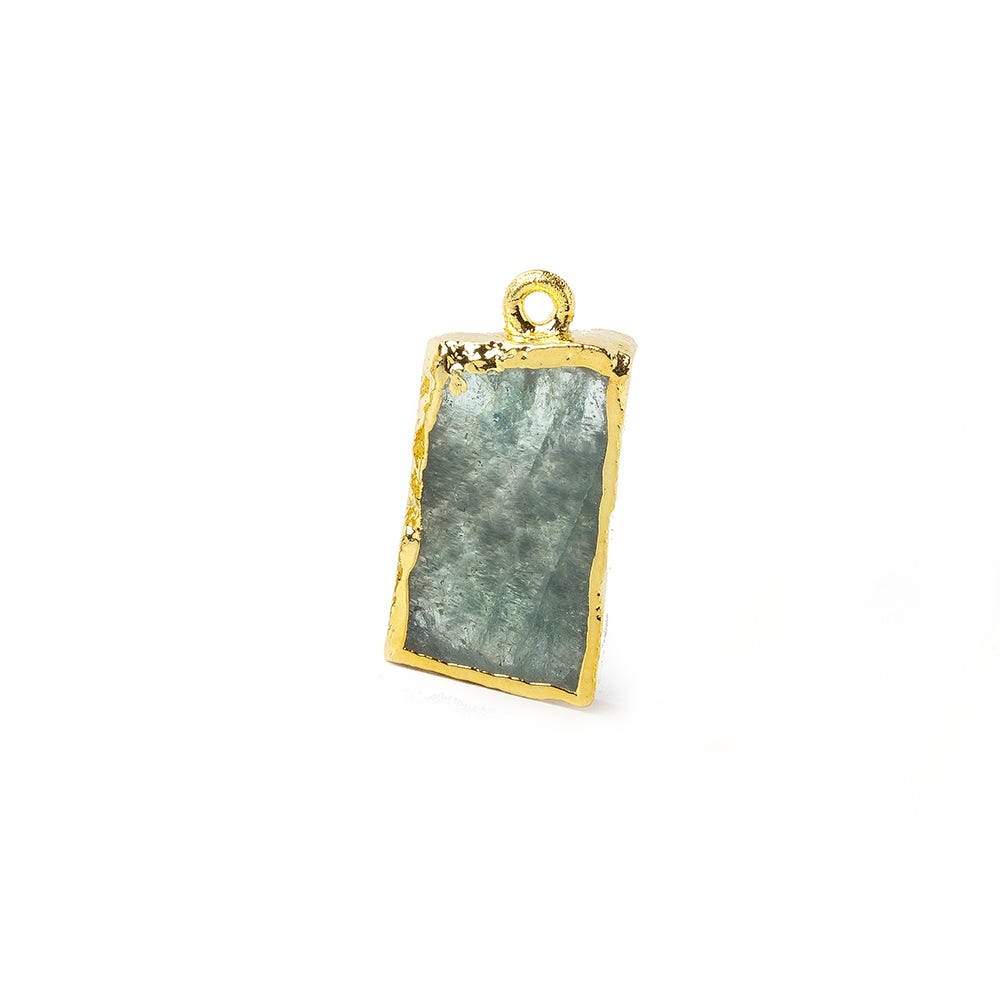 22x15mm Gold Leafed Aquamarine Slice Pendant 1 piece - Beadsofcambay.com