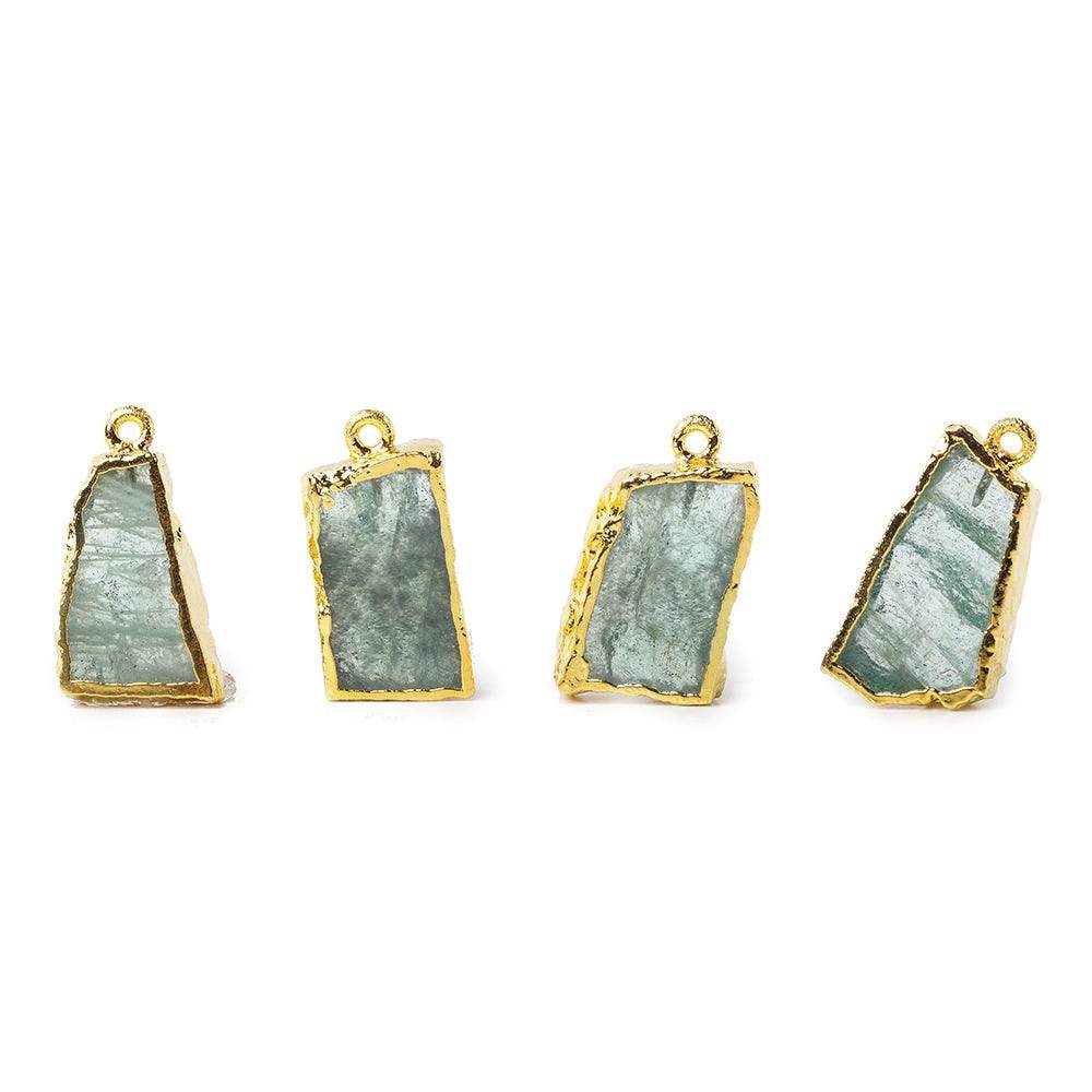 22x15mm Gold Leafed Aquamarine Slice Pendant 1 piece - Beadsofcambay.com