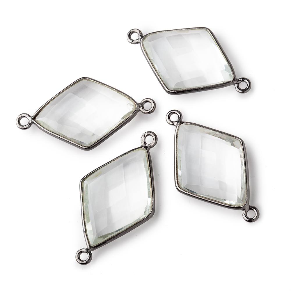 22x16mm Black Gold Crystal Quartz Faceted Kite Connector 1 piece - Beadsofcambay.com