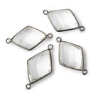 22x16mm Black Gold Crystal Quartz Faceted Kite Connector 1 piece - Beadsofcambay.com