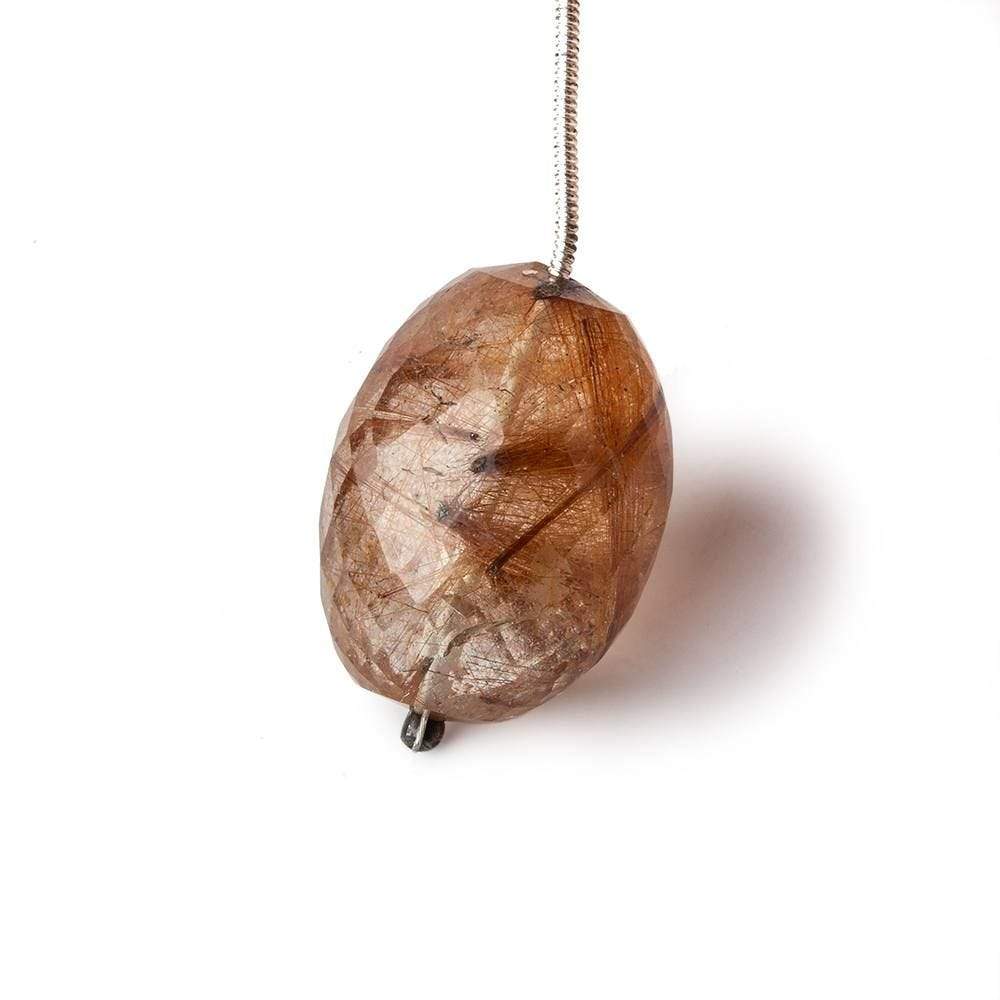 22x16mm Copper Rutilated Quartz Faceted Nugget Focal Bead 1 piece - Beadsofcambay.com