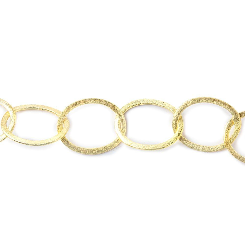 22x17mm 14kt Gold plated Brushed Oval Link Chain by the foot - Beadsofcambay.com