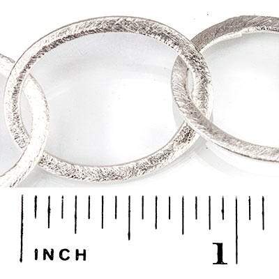 22x17mm Silver plated Brushed Oval Link Chain by the foot - Beadsofcambay.com