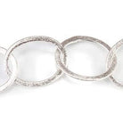 22x17mm Silver plated Brushed Oval Link Chain by the foot - Beadsofcambay.com