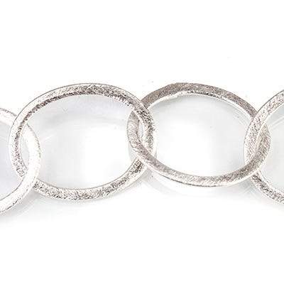22x17mm Silver plated Brushed Oval Link Chain by the foot - Beadsofcambay.com
