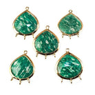 22x17mm Vermeil Bezeled Amazonite faceted heart 3 ring Pendant 1 piece - Beadsofcambay.com