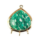 22x17mm Vermeil Bezeled Amazonite faceted heart 3 ring Pendant 1 piece - Beadsofcambay.com