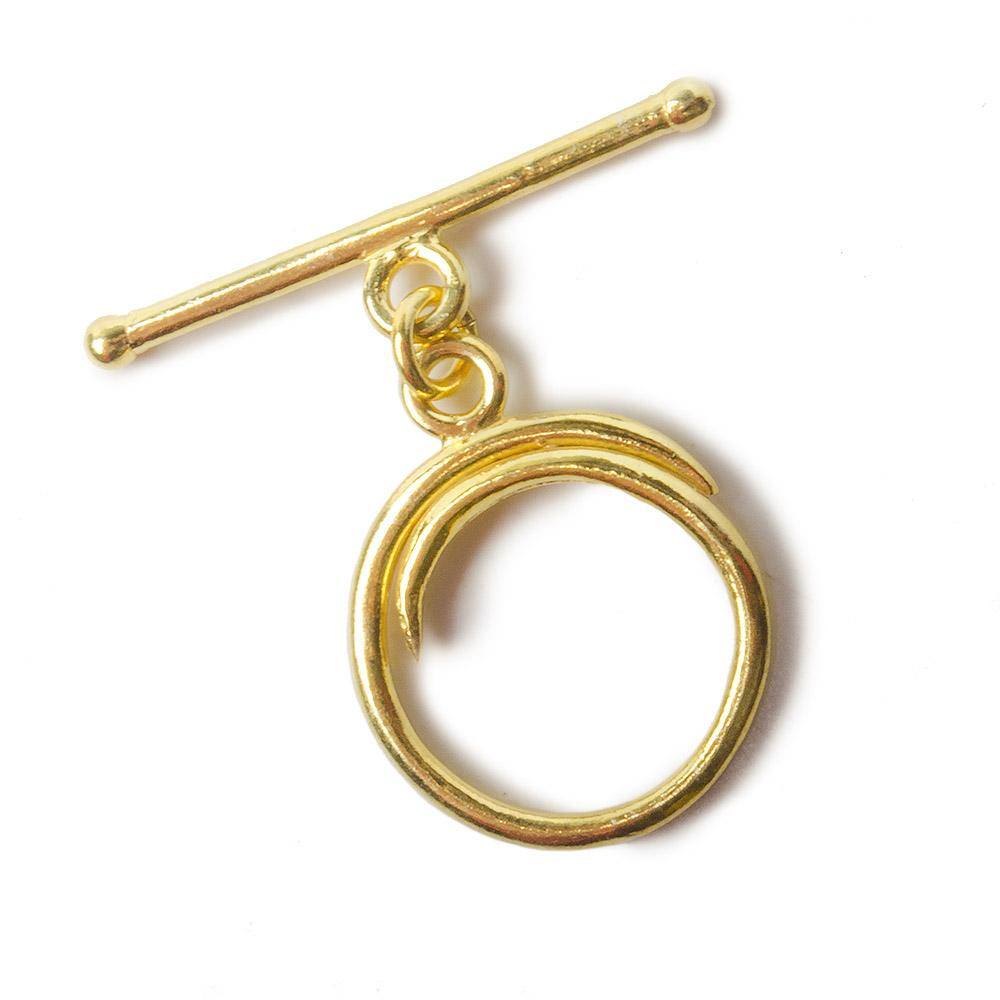 22x17mm Vermeil Toggle Round Swirl Design 1 piece - Beadsofcambay.com