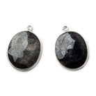 22x18mm Silver .925 Bezel Chocolate Sapphire faceted Oval Pendant Set of 2 pieces - Beadsofcambay.com