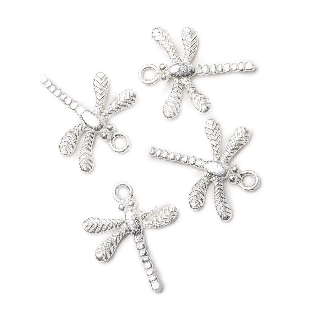 22x18mm Sterling Silver plated Copper Dragonfly Charm Finding Set of 4 - Beadsofcambay.com