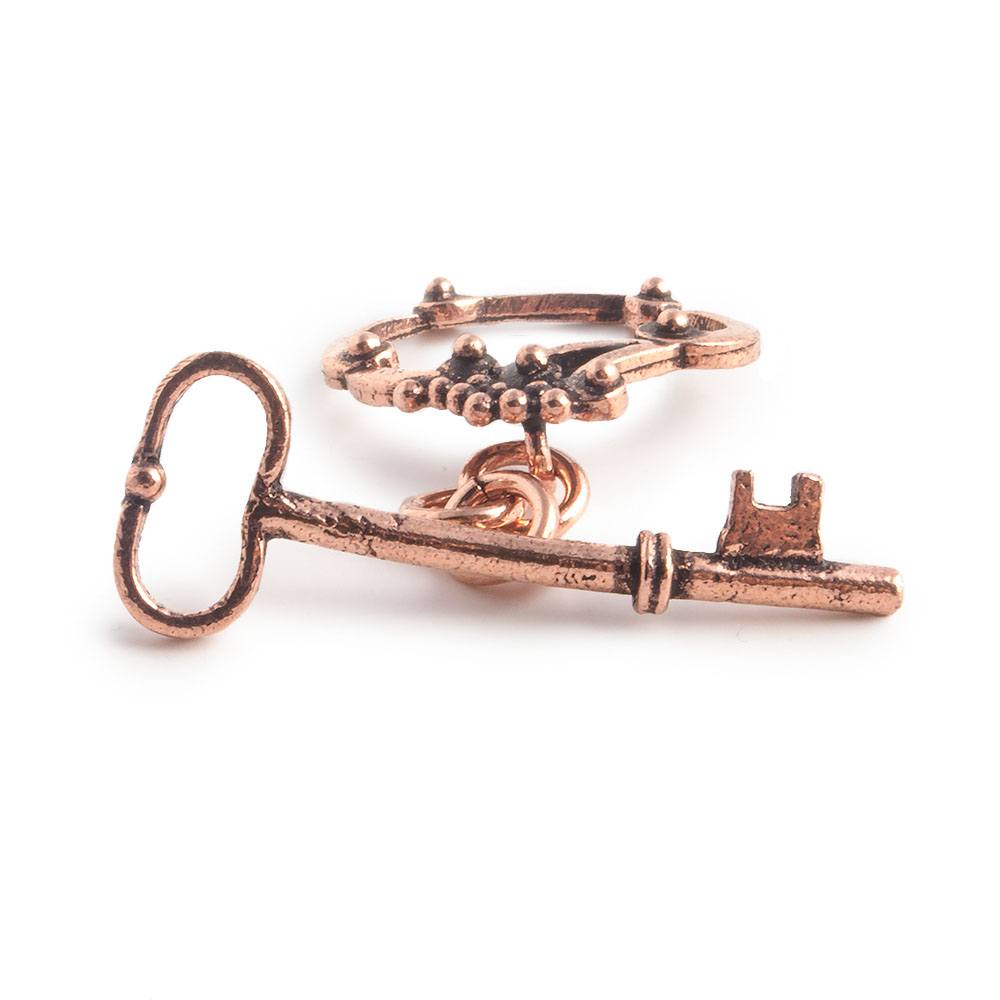 22x22mm Copper Victorian Design with Key Toggle Set of 2 - Beadsofcambay.com