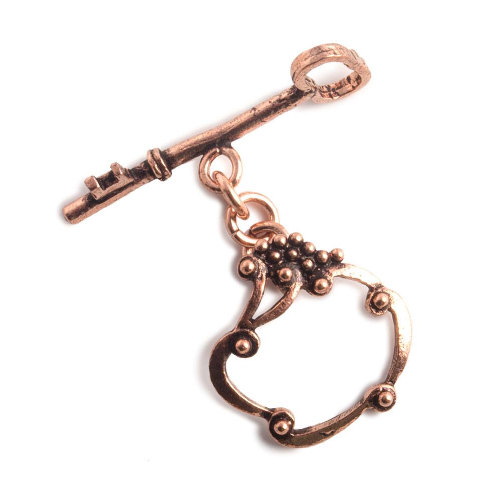 22x22mm Copper Victorian Design with Key Toggle Set of 2 - Beadsofcambay.com