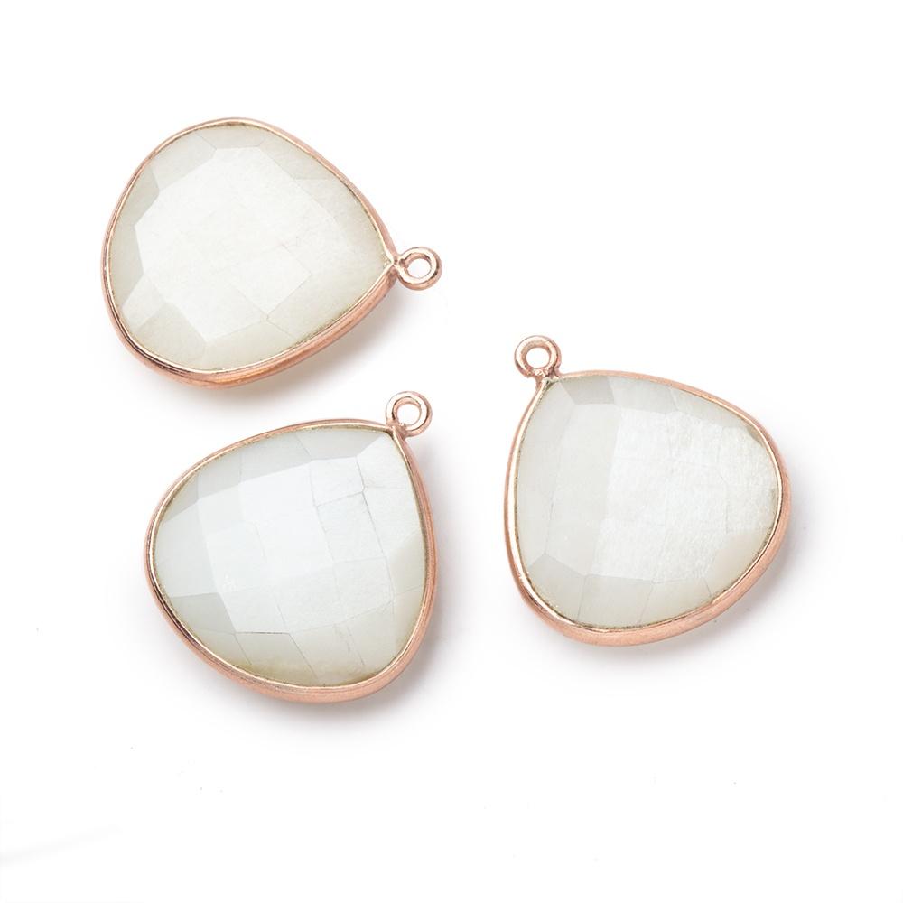 22x22mm Rose Gold .925 Bezeled White Moonstone Heart Pendant 1 piece - Beadsofcambay.com