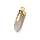 22x5mm Gold Leafed Rutilated Quartz Spike Pendants 1 piece - Beadsofcambay.com