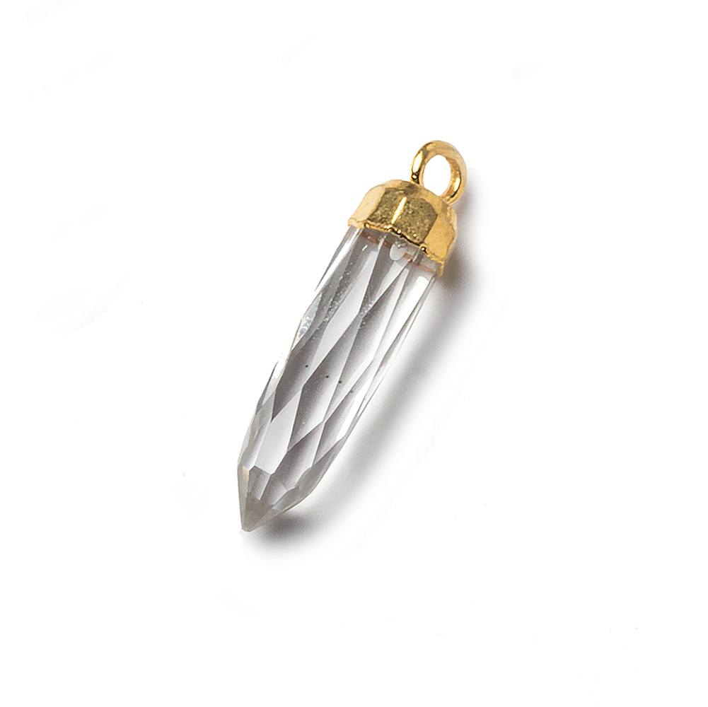 22x6mm Gold Leafed Crystal Quartz Spike Pendants 1 piece - Beadsofcambay.com