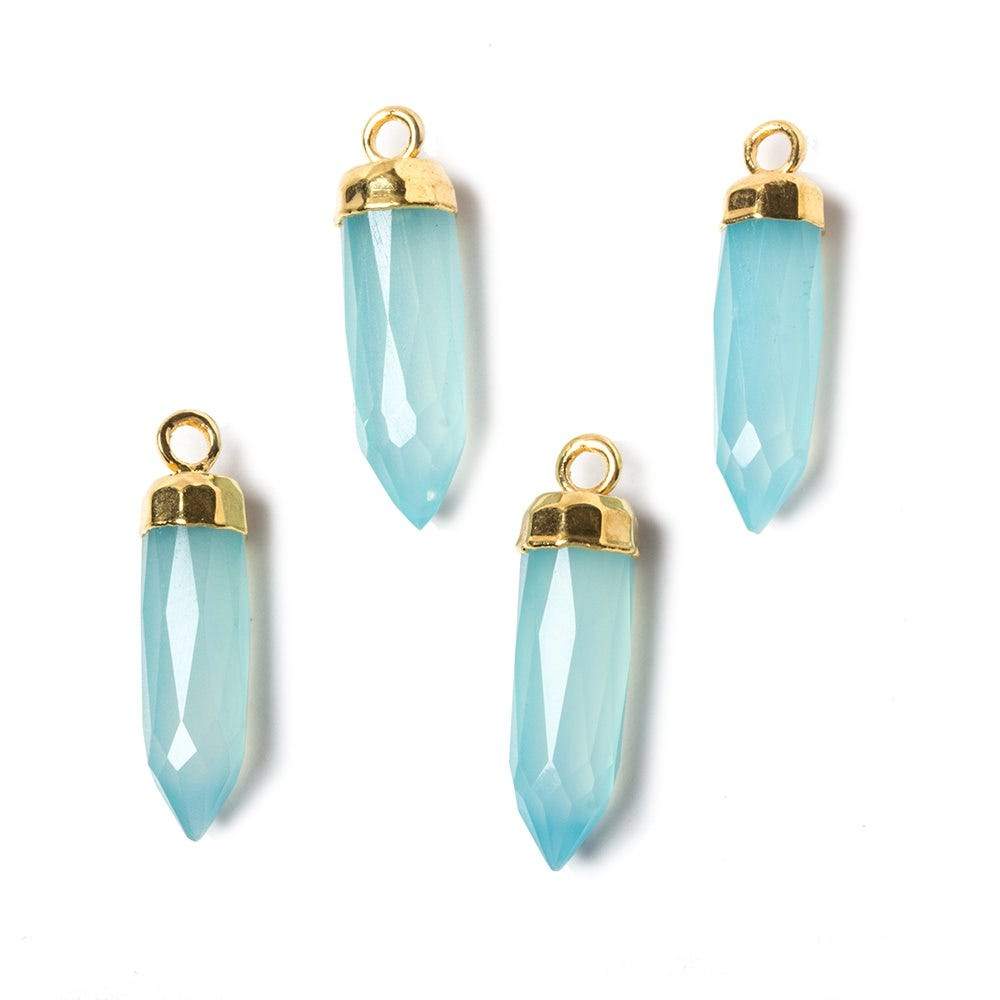 22x6mm Gold Leafed SeaBlue Chalcedony Spike Pendants 1 piece - Beadsofcambay.com