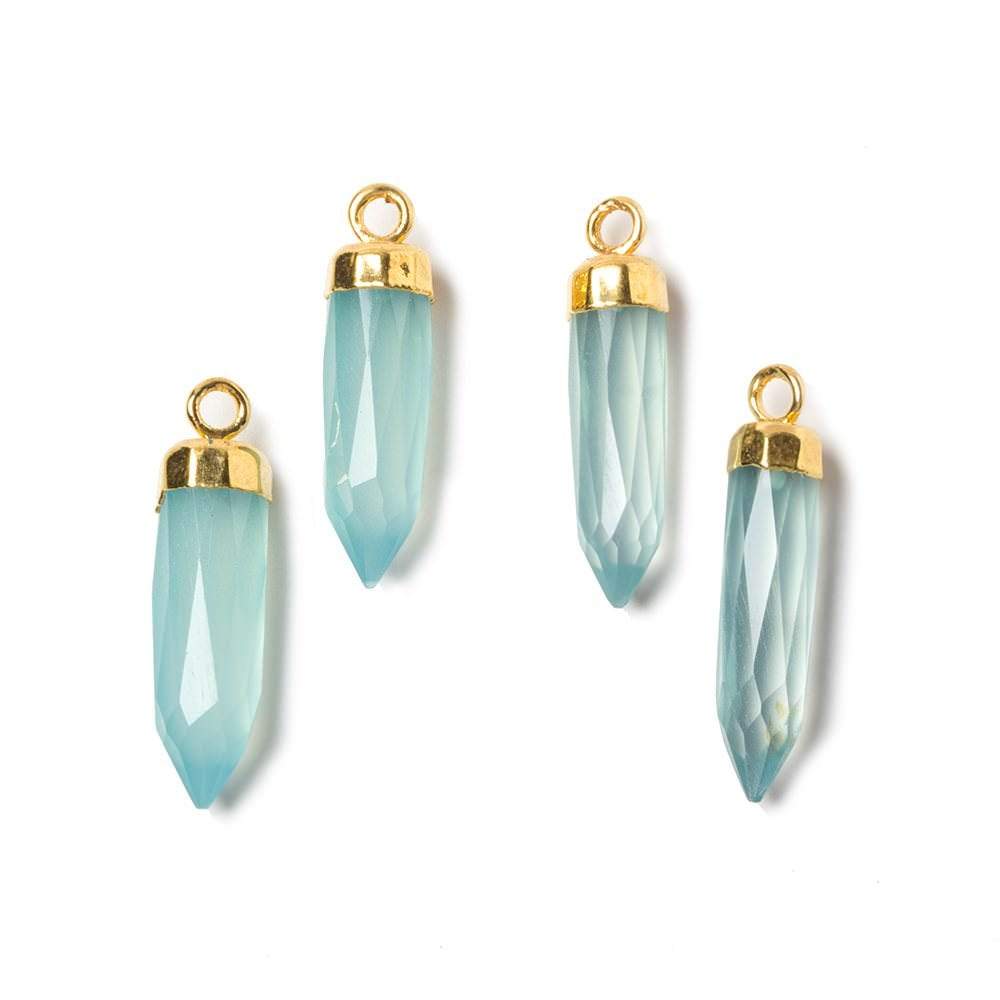 22x6mm Gold Leafed Sky Blue Chalcedony Spike Pendants 1 piece - Beadsofcambay.com