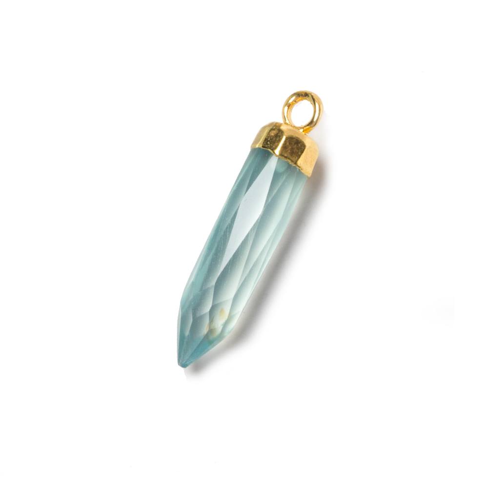 22x6mm Gold Leafed Sky Blue Chalcedony Spike Pendants 1 piece - Beadsofcambay.com