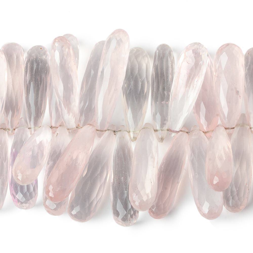 22x8-26x7mm Rose Quartz Tear Drop Beads 3 inch 30 pieces - Beadsofcambay.com