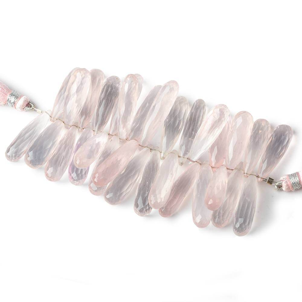 22x8-26x7mm Rose Quartz Tear Drop Beads 3 inch 30 pieces - Beadsofcambay.com