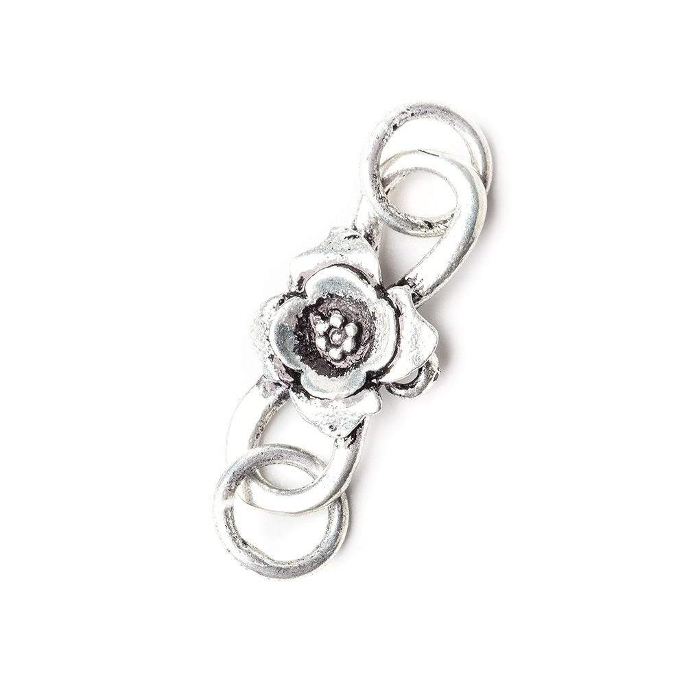 22x8mm Antiqued Sterling Silver Elongated Flower S Hook 1 Findings - Beadsofcambay.com