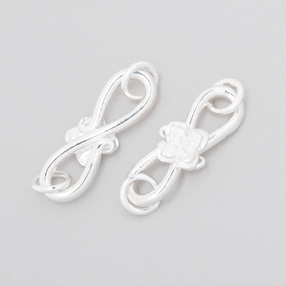 22x8mm Sterling Silver S Hook with Flower 1 piece - Beadsofcambay.com