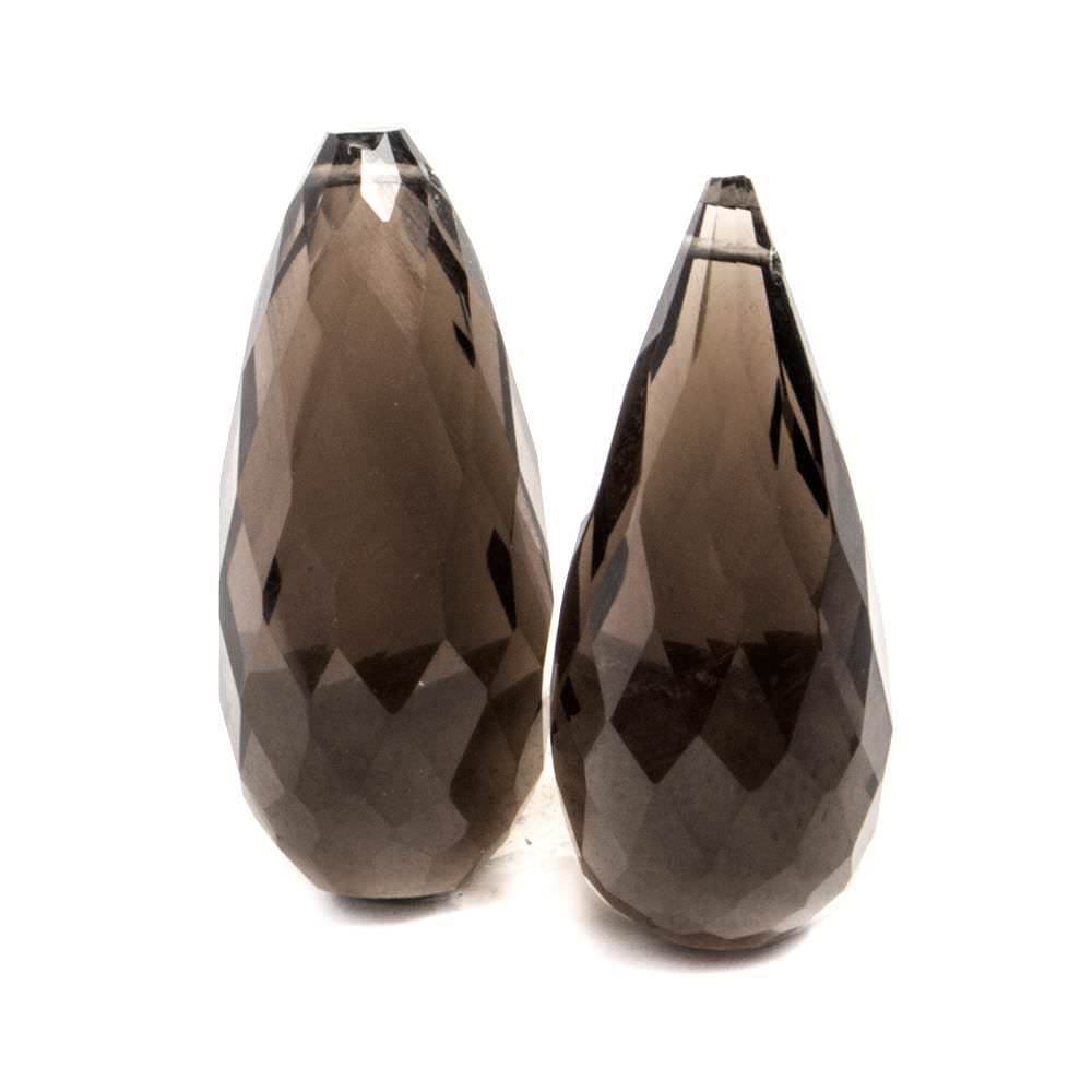 22x9mm Smoky Quartz Faceted Tear Drop Focal Bead Set of 2 - Beadsofcambay.com