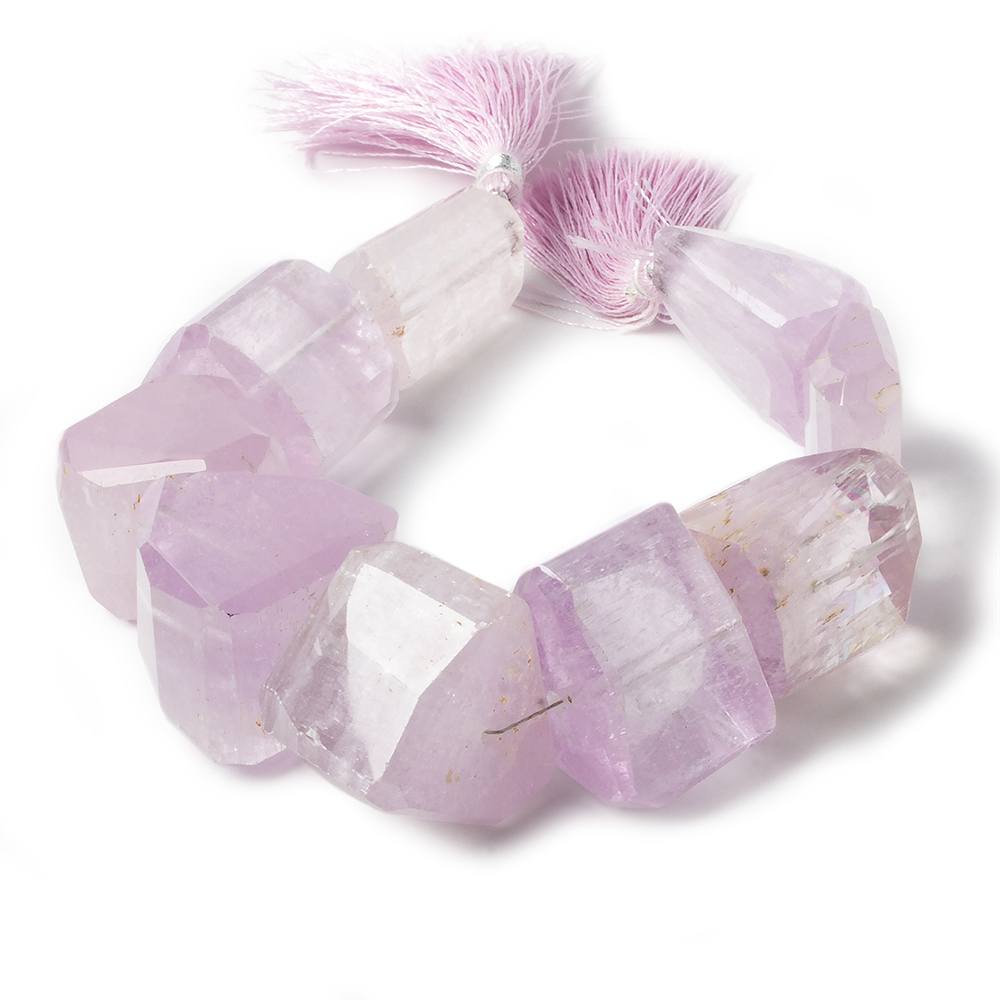 23-24mm Kunzite Faceted Nugget Beads 8 inch 9 pieces - Beadsofcambay.com