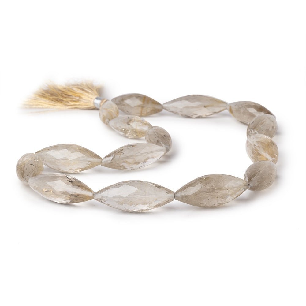 23-32mm Rutilated Quartz Faceted Marquise beads 16 inch 15 pieces A - Beadsofcambay.com