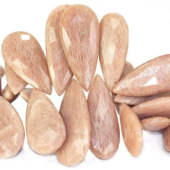 23-39mm Blush Feldspar Elongated Faceted Pear Beads 7.5 inch 37 pieces - Beadsofcambay.com